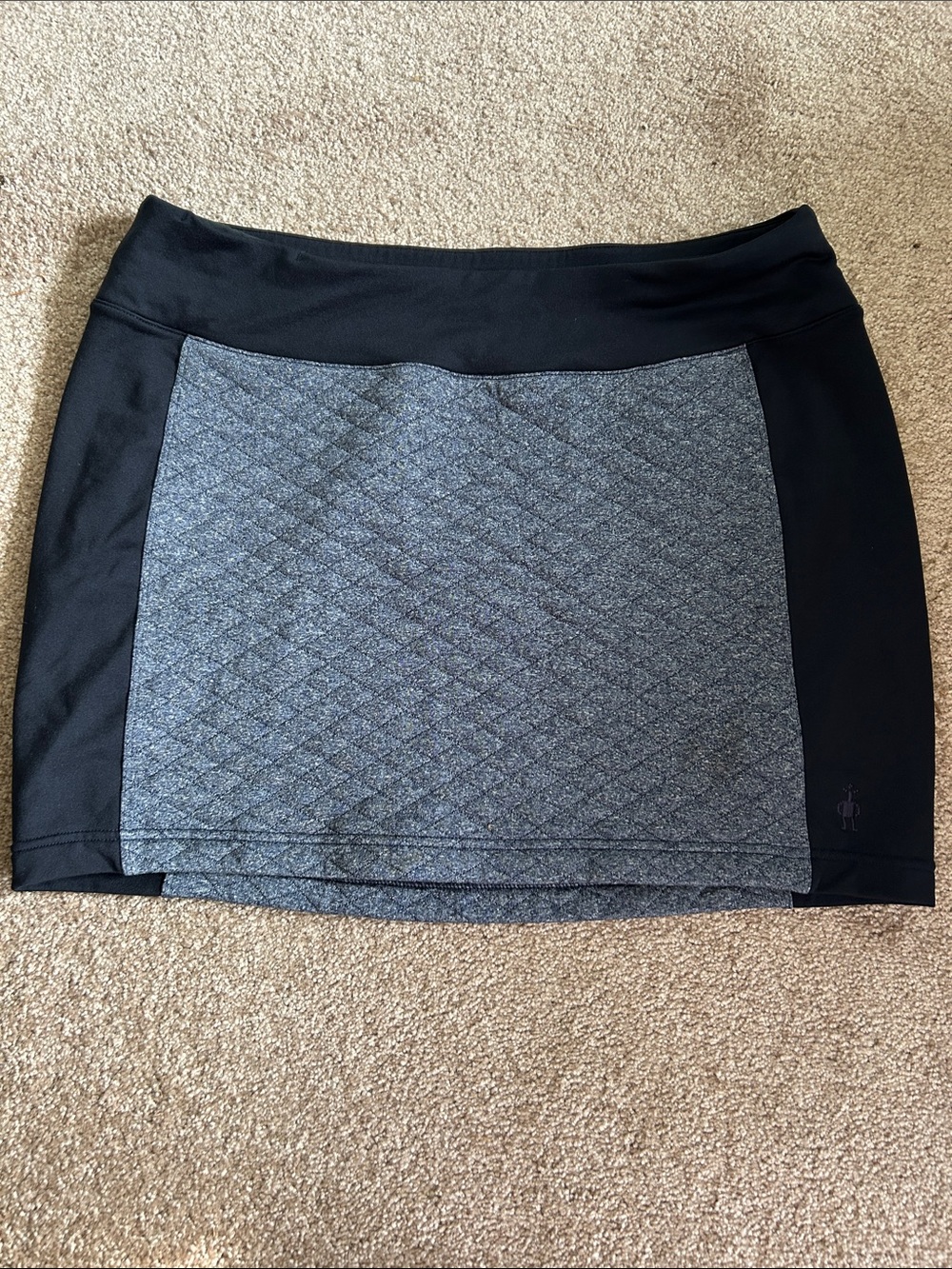Smartwool Quilted Front Panel Mini Skirt in Black and Heather Blue